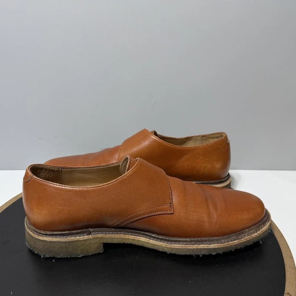 A.P.C. Shoes Mens Size‎ 8 Brown Leather Monk Strap Dress Casual Portugal Crepe